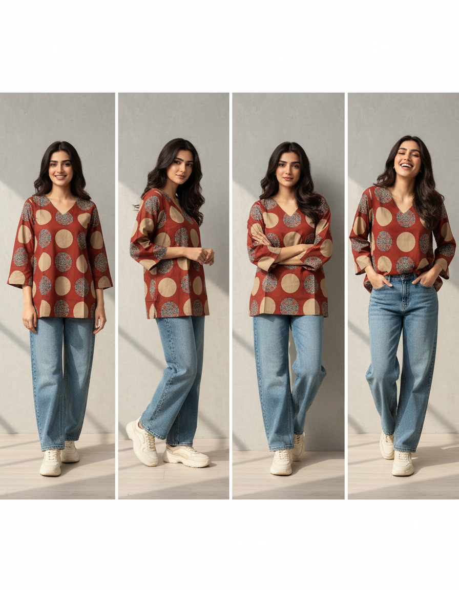 Terracotta Orbit Printed Kurti