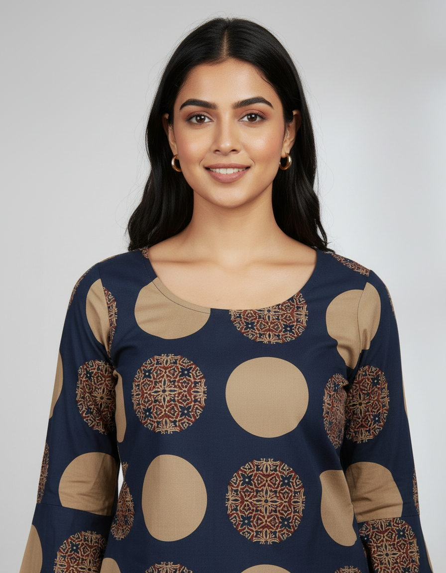 Indigo Orbit Flare Kurti