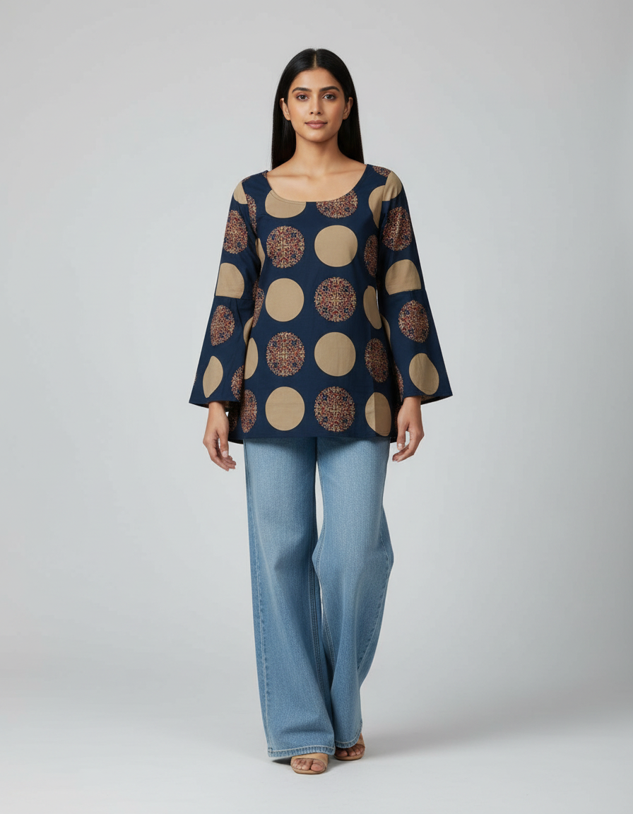 Indigo Orbit Flare Kurti