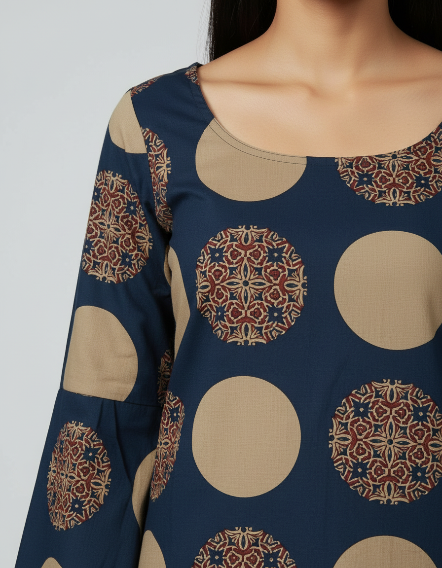 Indigo Orbit Flare Kurti