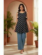 Midnight Motif Tie-Shoulder Top
