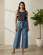Midnight Motif Tie-Shoulder Top