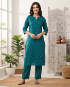 Indigo Blossom Printed Kurti Set