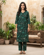 Forest Bloom Printed Kurti Set