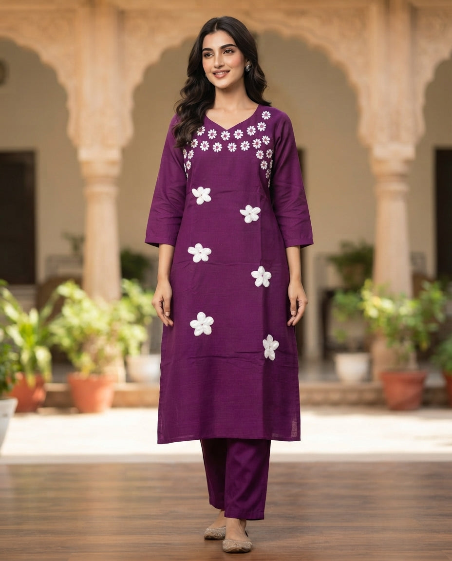 Plum Petal Grace Kurti Set