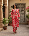 Coral Petal Luxe Kurti Set