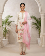 Rosé Bloom Embroidered Kurti