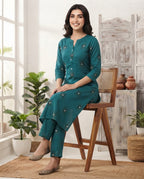 Indigo Blossom Printed Kurti Set