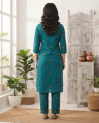 Teal Petal Charm Kurti Set