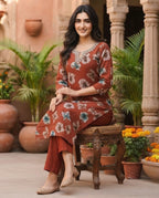 Terracotta Bloom Printed Kurti Set