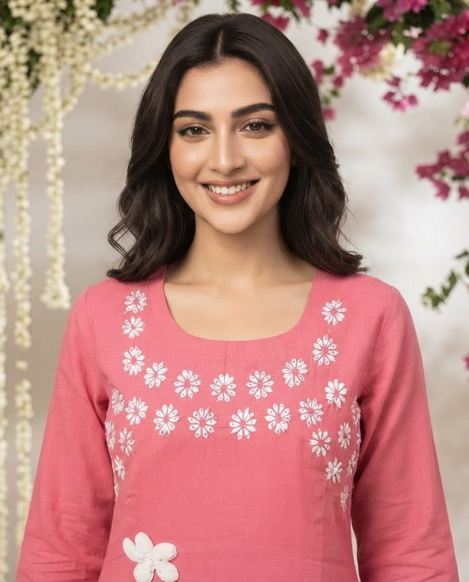 Blush Daisy Bloom Kurti Set
