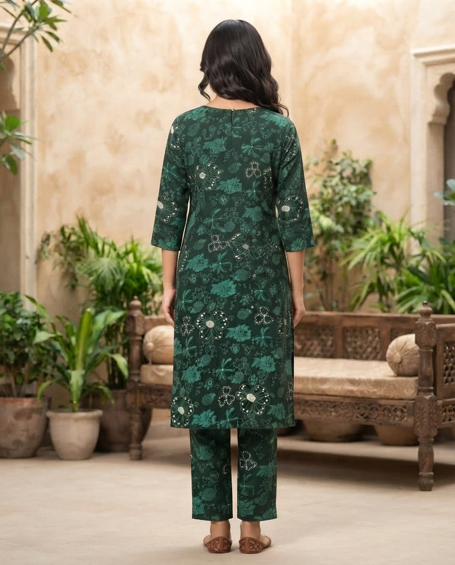 Forest Bloom Printed Kurti Set