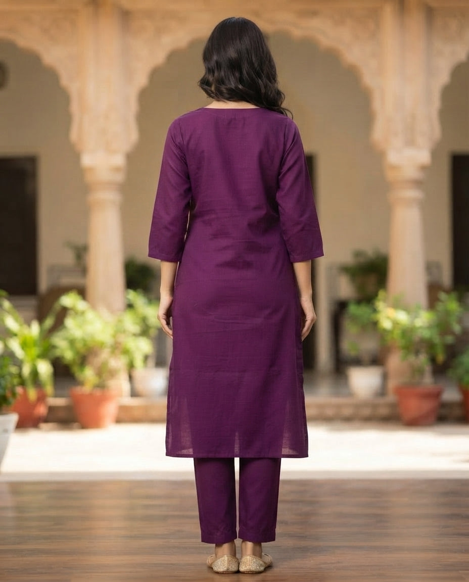 Plum Petal Grace Kurti Set