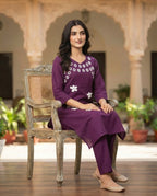 Plum Petal Grace Kurti Set
