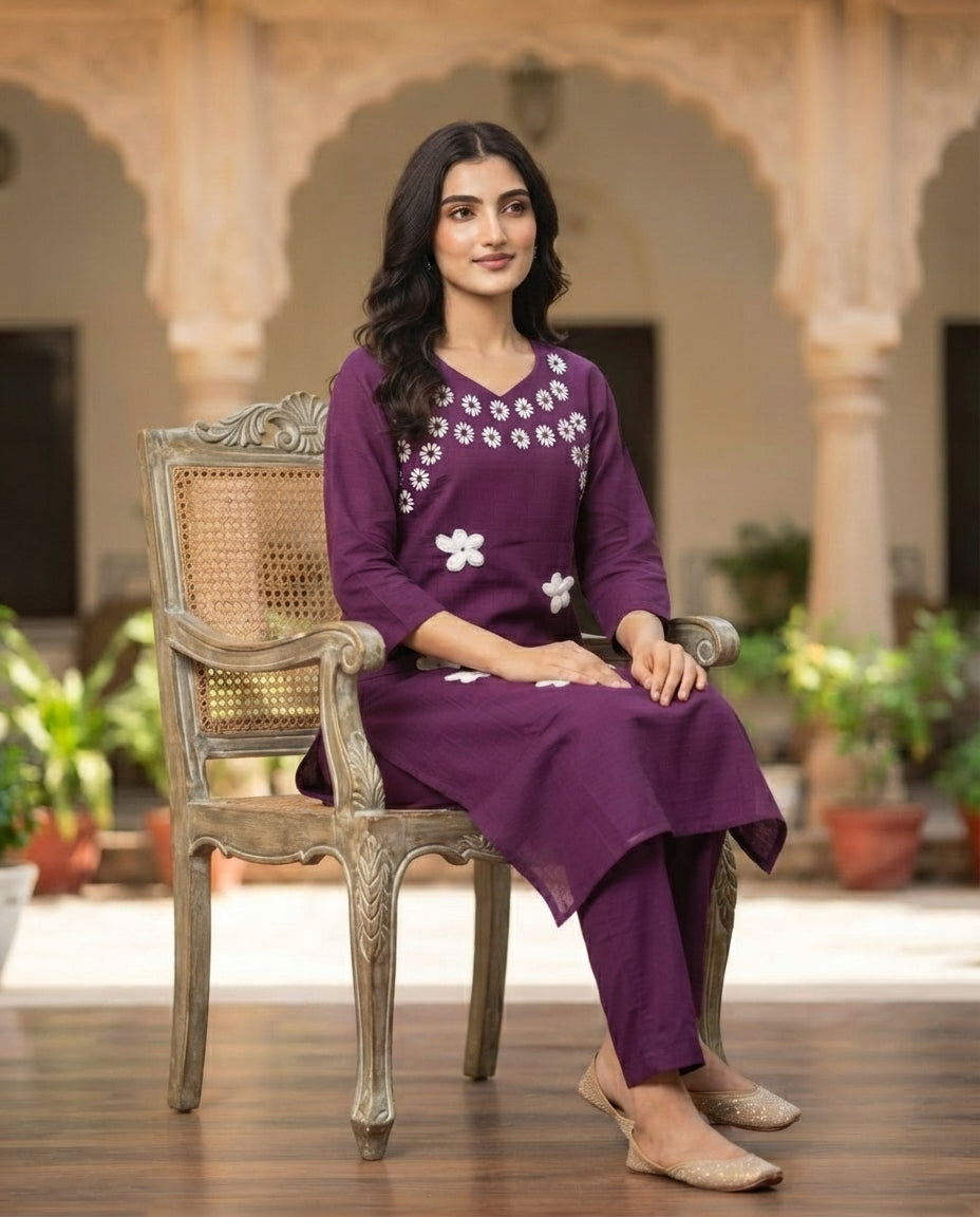 Plum Petal Grace Kurti Set