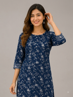 Indigo Blossom Printed Kurti Set