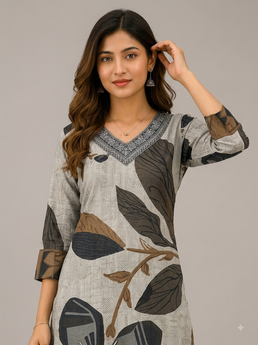 Mocha Petal Muse Kurti Set