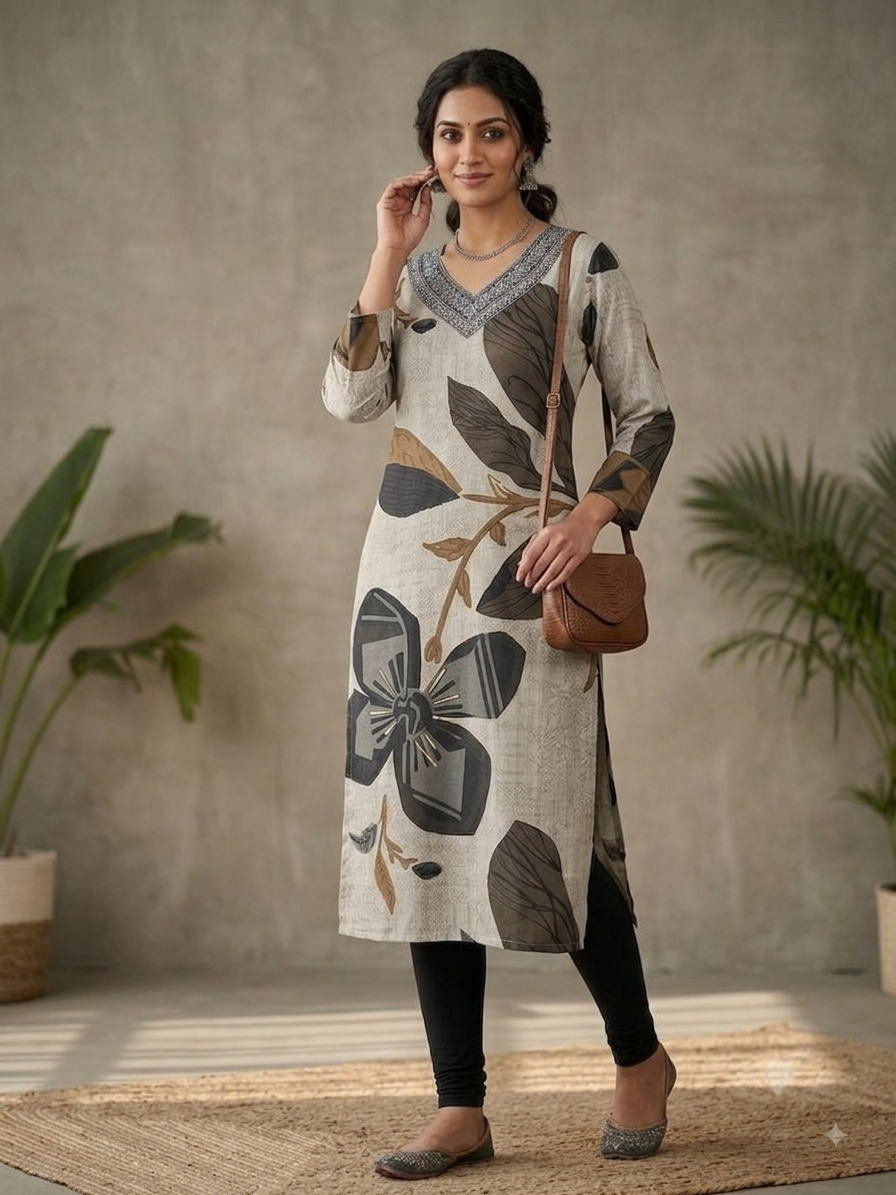 Mocha Petal Muse Kurti Set