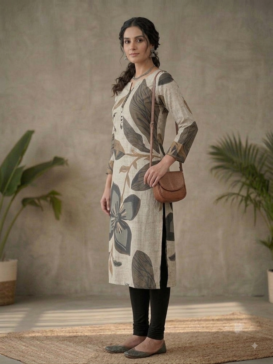 Mocha Petal Muse Kurti Set