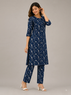 Indigo Blossom Printed Kurti Set