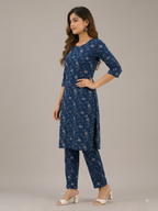 Indigo Blossom Printed Kurti Set