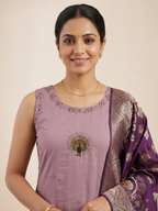 Lavender Royale Embroidered Kurti Set