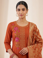 Rust Blossom Royale Kurti Set