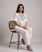Ivory Bloom Embroidered Co-Ord Set