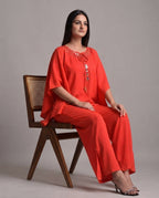 Coral Muse Flare-Sleeve Co-Ord Set