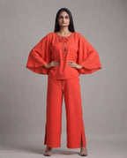 Coral Muse Flare-Sleeve Co-Ord Set