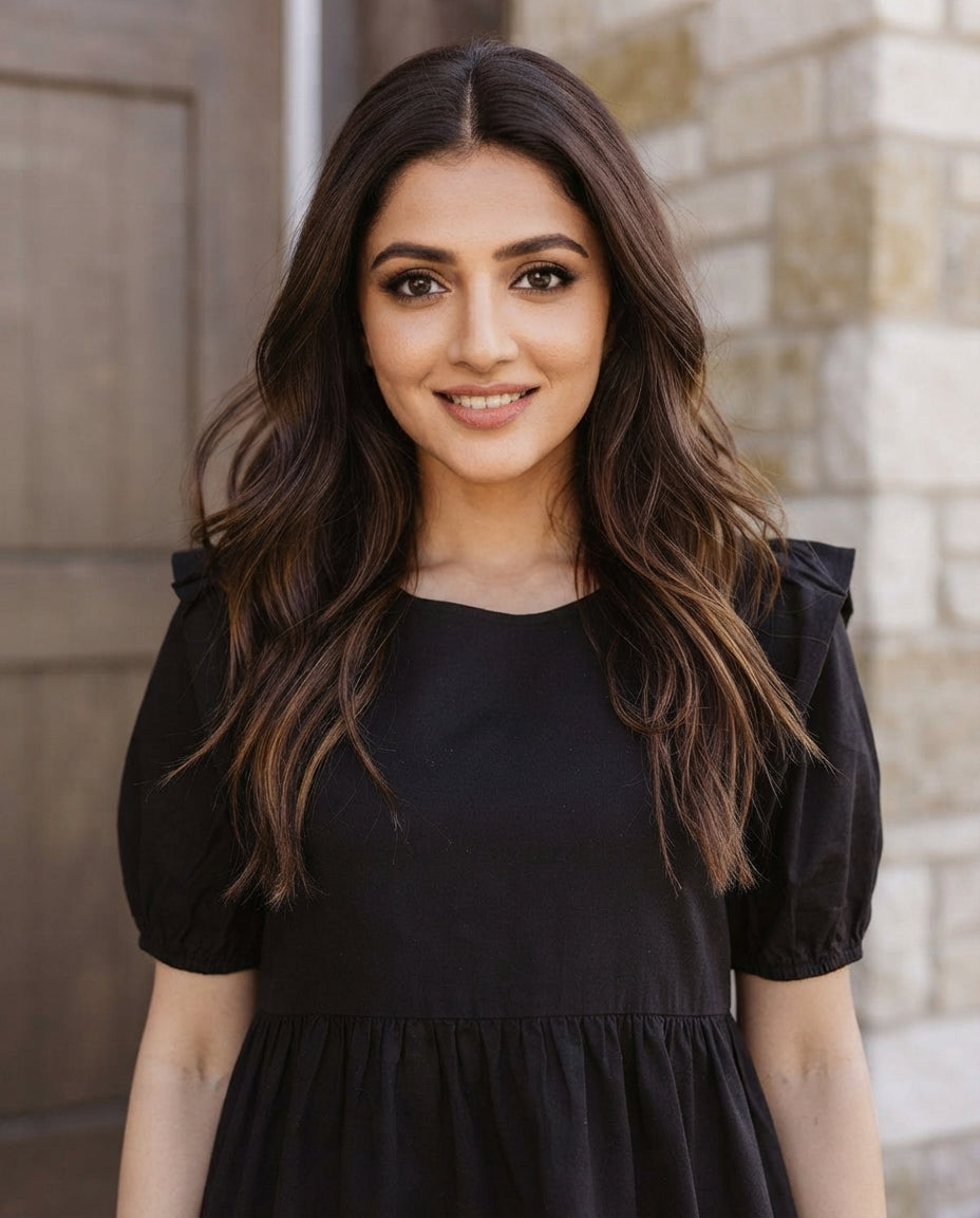 Black Ruffle Sleeve Tiered Midi Dress