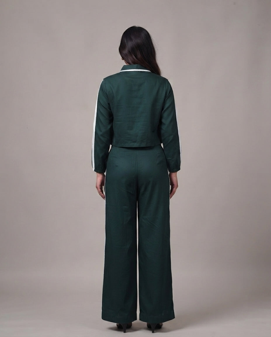Emerald Edge Cropped Co-Ord Set