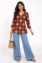 Terracotta Orbit Printed Kurti