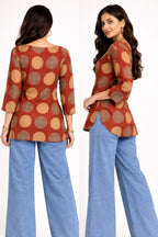 Terracotta Orbit Printed Kurti