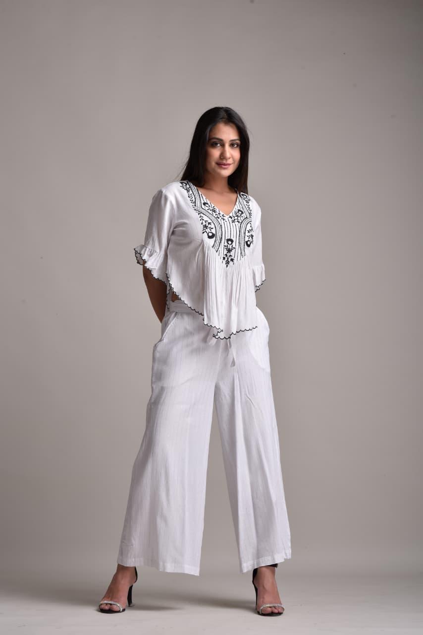 Ivory Bloom Embroidered Co-Ord Set