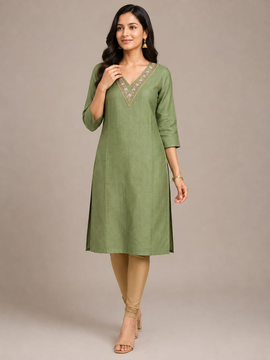Olive Petal Luxe Kurti