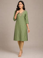 Olive Petal Luxe Kurti