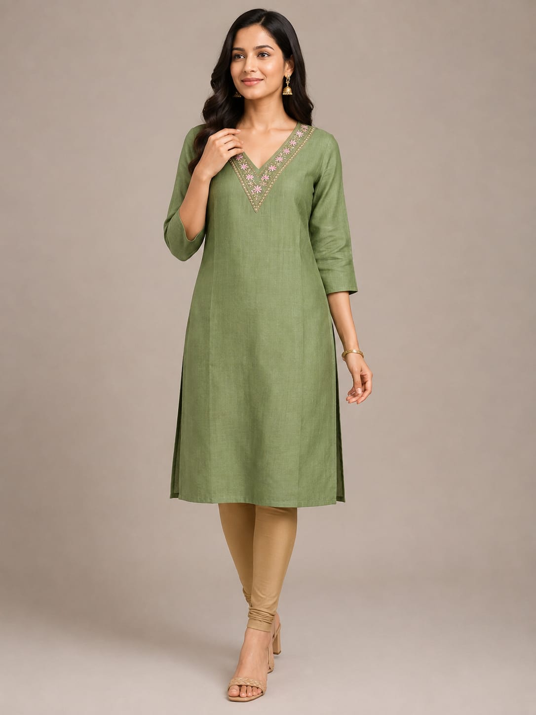 Olive Petal Luxe Kurti