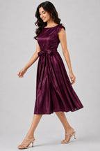 Plum Purple Satin Fit & Flare Dress