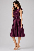 Plum Purple Satin Fit & Flare Dress