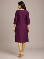 Plum Royale V-Neck Kurti
