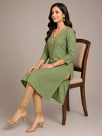 Olive Petal Luxe Kurti