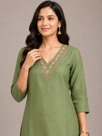 Olive Petal Luxe Kurti