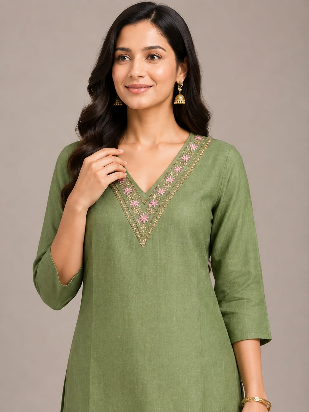 Olive Petal Luxe Kurti