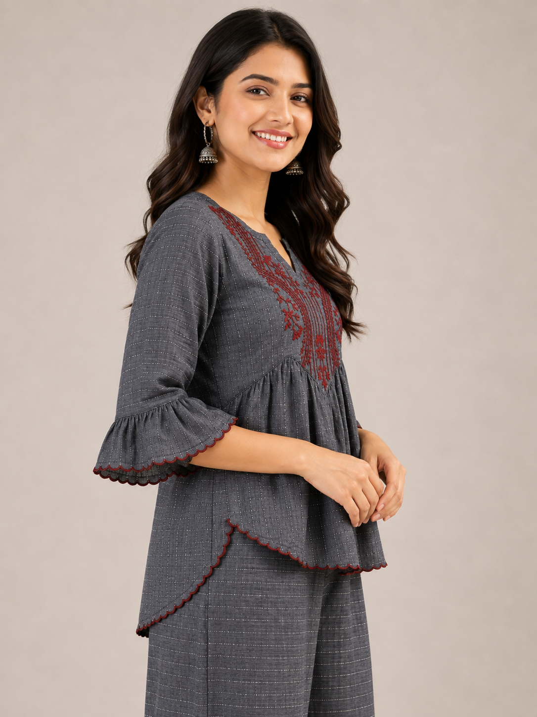 Midnight Bloom Embroidered Co-Ord Set