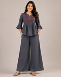 Midnight Bloom Embroidered Co-Ord Set