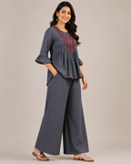 Midnight Bloom Embroidered Co-Ord Set
