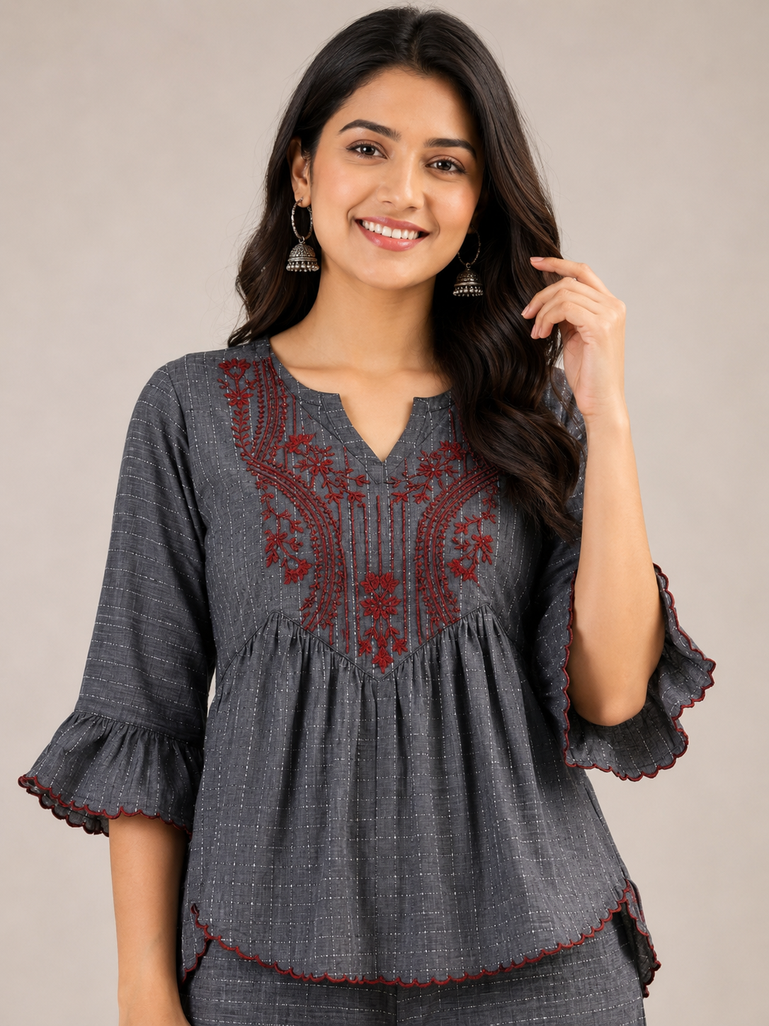 Midnight Bloom Embroidered Co-Ord Set